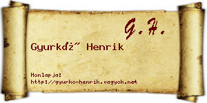 Gyurkó Henrik névjegykártya